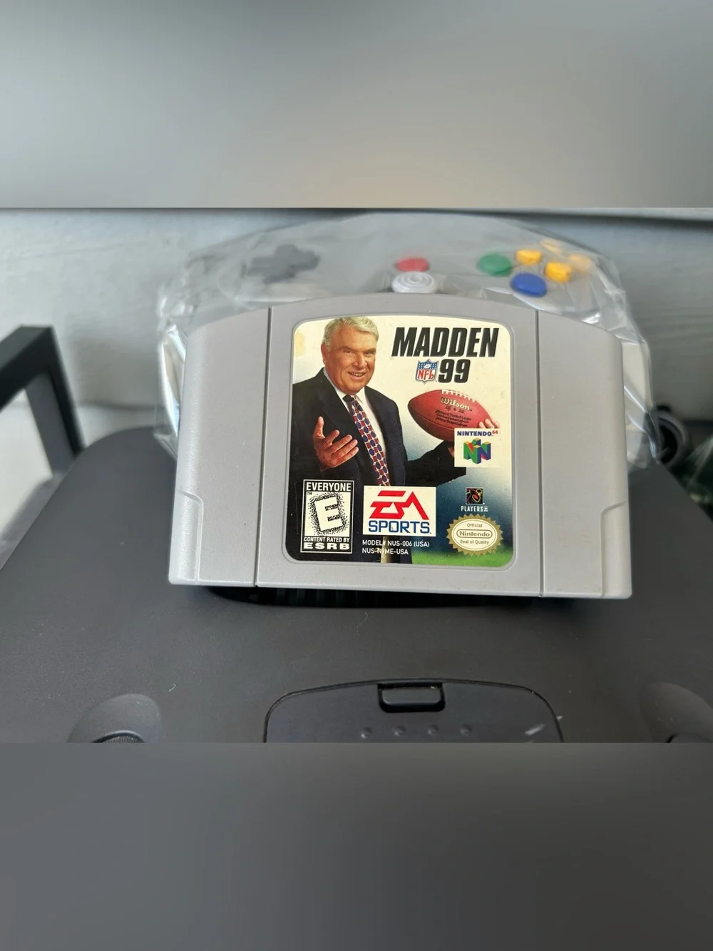 Nintendo N64 Console Bundle with Gray Controllers and Black Racing Wheel